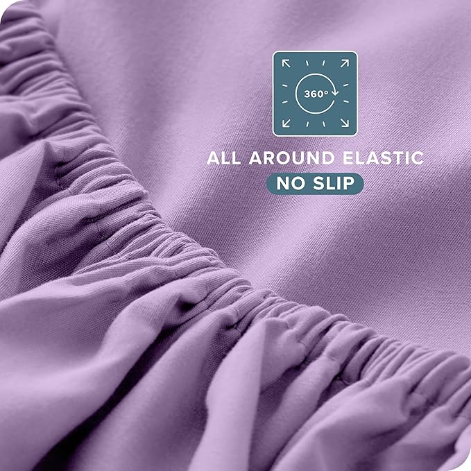 Bare Home Queen Sheet Set - Luxury 1800 Ultra-Soft Microfiber - Double Brushed - Deep Pockets - Easy Fit - 4 Piece Set - Bedding Sheets & Pillowcases (Queen, Lavender)