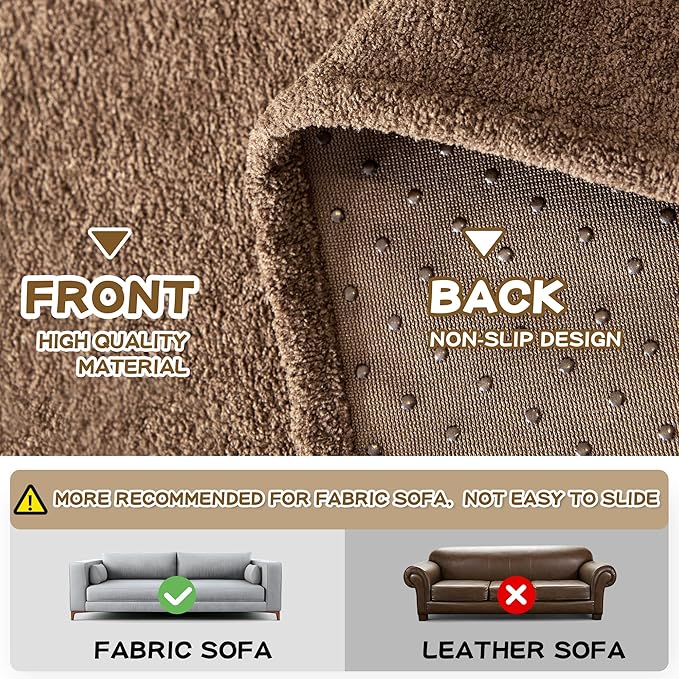 MYSKY HOME Couch Cover, Sofa Covers Washable, Sofa Slipcovers for 3 Cushion Couch Sofa, Pet Friendly Dog Couch Cover Furniture Protector Cover Non Slip Cover, 71"x 134", Brown