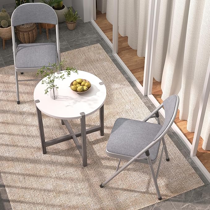 VECELO Padded Folding Chairs 4 Pack, Comfortable Cushioned Seat & Backrest with Steel Frame, for Office, Indoor Outdoor, Commercial Events, Dark Grey