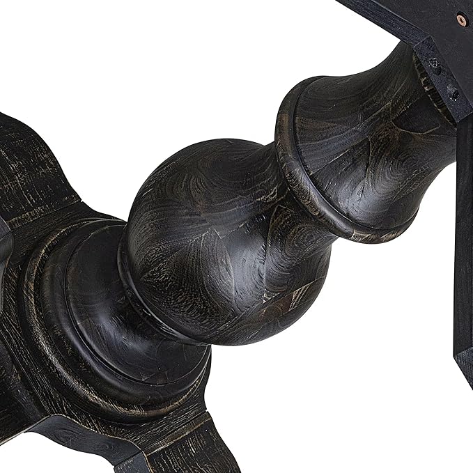 I55-11-TP Breakfast Table with Acacia Wood Round Tabletop and Stylish Pedestal Base - Sand Blasted Black Finish