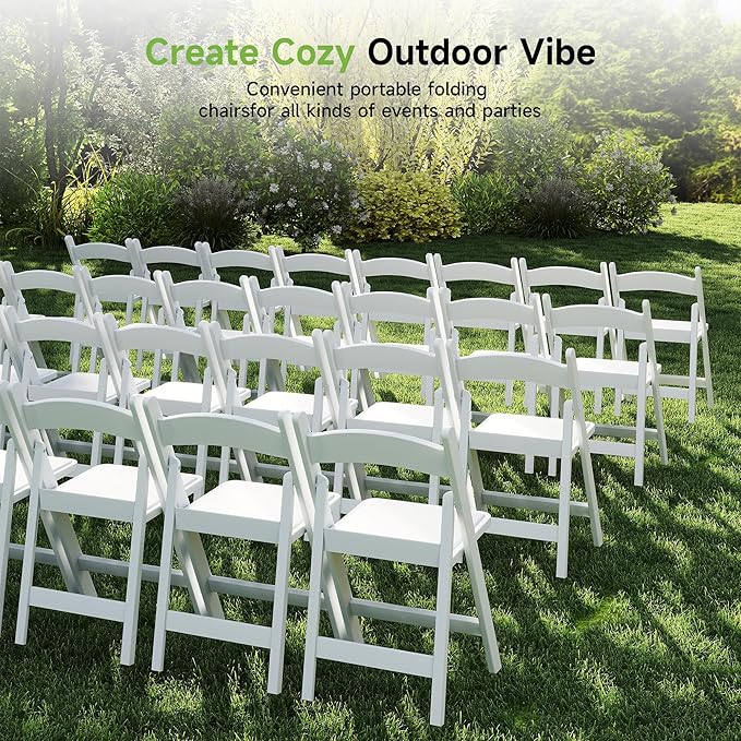 Real Relax White Resin Folding Chairs with Cushion - Comfortable Foldable Plastic Chair - Stackable Chairs with Padded Seats - Indoor/Outdoor Chairs for Events, 600lbs Capacity(30 Pack)