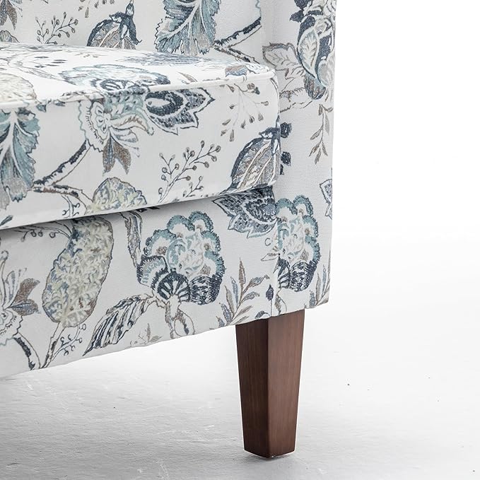 Container Furniture Direct Contemporary Accent Arm Chair with Birch Wood Frame and Velvet Upholstery, Armchair for Office and Living Room Decor, Removable Cushions, 07 Printed Fabric
