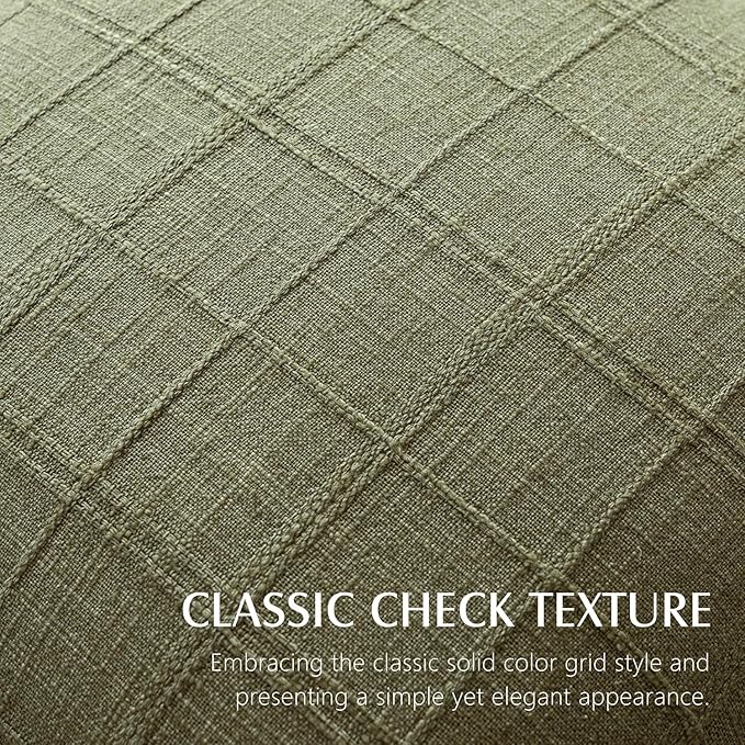Foindtower Set of 2 Decorative Linen Check Throw Pillow Covers Neutral Farmhouse Vintage Cushion Covers Modern Boho Home Decor for Sofa Chair Couch Bedroom Living Room Outdoor,18×18 Inch,Sage Green