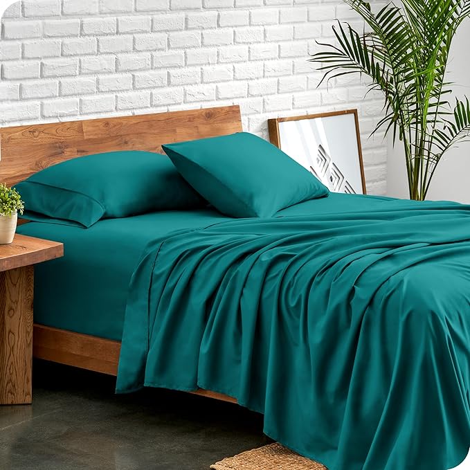 Bare Home Twin Sheet Set - 1800 Ultra-Soft Microfiber Twin Bed Sheets - Double Brushed - Deep Pockets - Easy Fit - Extra Soft - 3 Piece Set - Bedding Sheets & Pillowcases (Twin, Emerald)