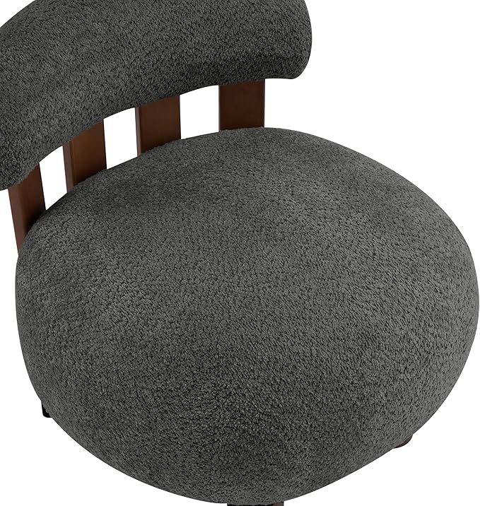 Christopher Knight Home Elvina Boucle Fabric Accent Chair, Solid Wood Single Lounge Sofa, Bedroom Comfy Reading Chair, for Modern Minimalist Style Living Room/Home Office, Dark Gray