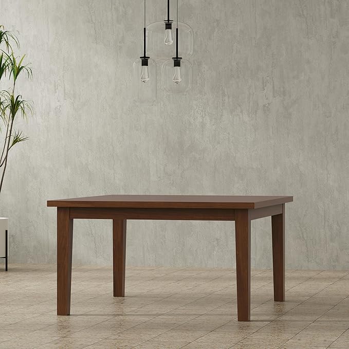 SIMPLIHOME Eastwood Square Dining Table, Solid Wood Walnut Veneer in Walnut, 54 x 54 inches, Contemporary-Style Large Square Kitchen Table for up to 8 People