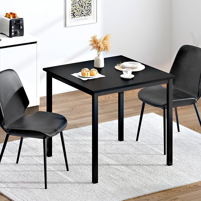 Need Small Square Dining Table- 31-1/2'' Sturdy and Heavy Duty Writing Desk for Small Spaces and Writing Table Desk Breakroom Table, Black Color