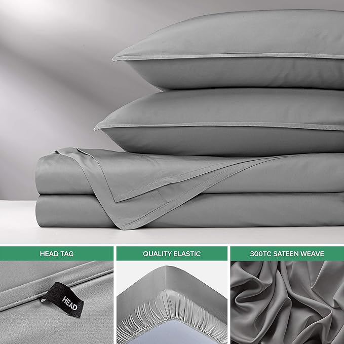 Pure Bamboo California King Sheets, Genuine 100% Organic Viscose Derived from Bamboo Bed Sheet Set, Soft & Cooling, Double Stitching, Lifetime Quality Promise (California King, Stone Grey)