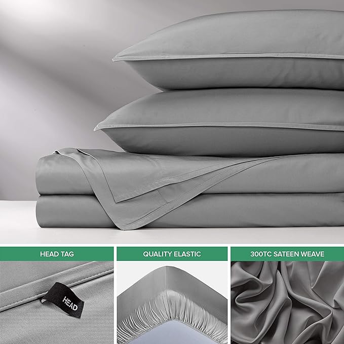 King Sheets by Pure Bamboo, Genuine 100% Organic Viscose Derived from Bamboo Bed Sheet Set, Luxuriously Soft & Cooling, Double Stitching, Lifetime Quality Promise (King, Stone Grey)