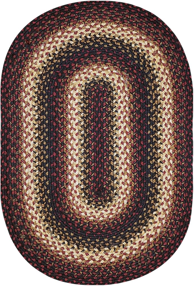 Homespice Prescott Braided Jute Oval Area Rugs 8x10' - Primitive Country Rugs for Living Room and Living Room