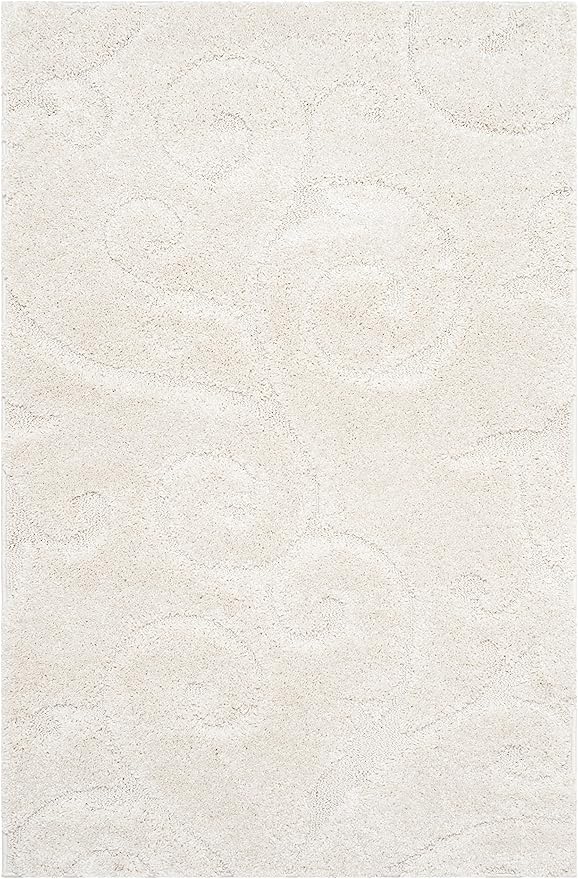 SAFAVIEH Florida Shag Collection X-Large Area Rug - 11' x 15', Creme & Creme, Scroll Design, Non-Shedding & Easy Care, 1.2-inch Thick Ideal for High Traffic Areas in Living Room, Bedroom (SG455-1111)