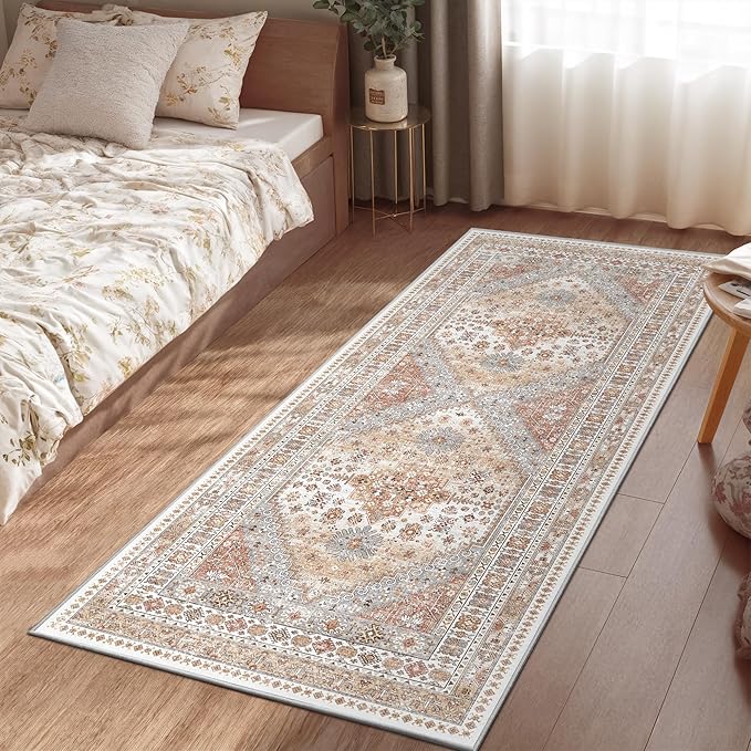 zesthome Runner Rug 2x5 - Stain Resistant Machine Washable Rug, Non Slip Vintage Hallway Runner Rugs, Low Pile Lightweight Runners for Kitchen, Entryway and Corridor