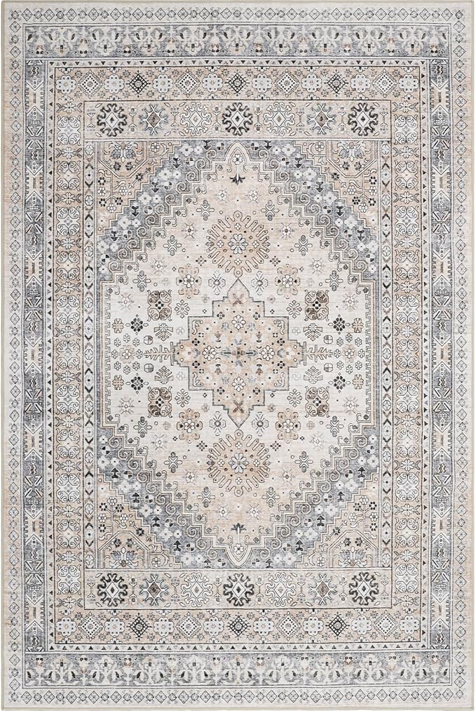 zesthome 12x15 Area Rugs, Large Washable Rug, Ultra-Thin Stain Resistant Rugs for Living Room, Bedroom, Non-Slip Backing Home Decor Area Rug (Beige,12'x15')