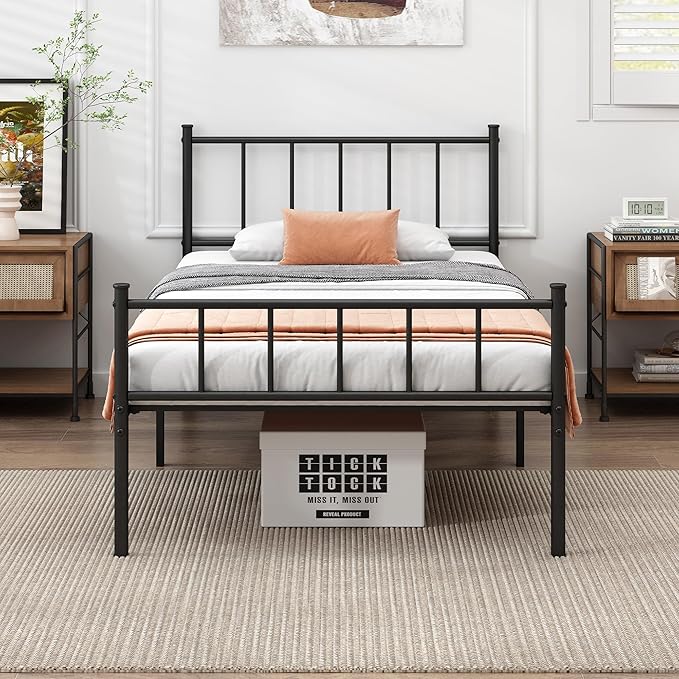Twin XL Bed Frame-Classic Metal Platform Bed Frame,Mattress Foundation with Steel Slat Support,Under Foundation Storage,No Box Spring Needed, Easy Assembly,Twin XL Size