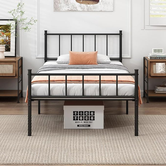 Twin XL Bed Frame-Classic Metal Platform Bed Frame,Mattress Foundation with Steel Slat Support,Under Foundation Storage,No Box Spring Needed, Easy Assembly,Twin XL Size