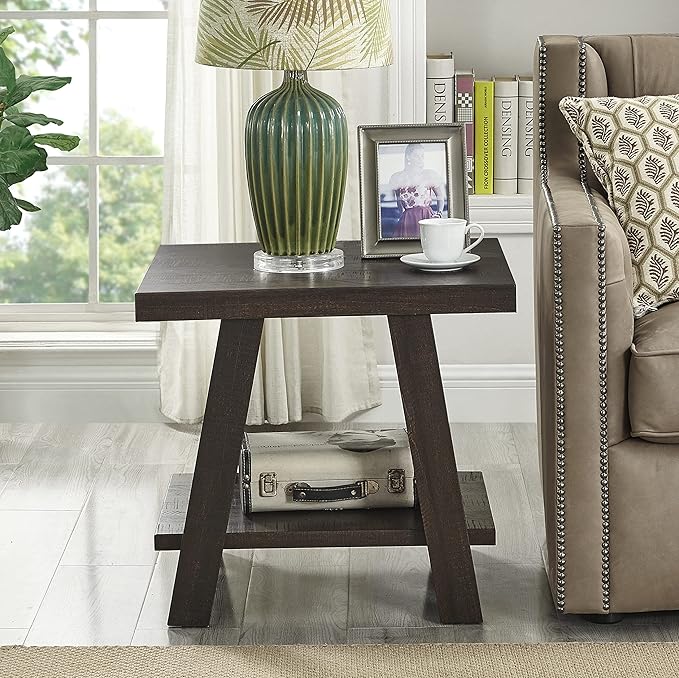 Roundhill Furniture Athens Contemporary 3-Piece Wood Shelf Coffee Table Set, Engineered Wood, 24D x 48W x 19H in, Espresso