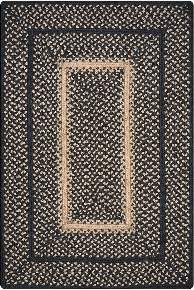 Homespice Manchester Black Braided Runner Rug, Jute, 22x72 Rectangle - Perfect Country Primitive Decor for Kitchen, Bathroom, Everywhere