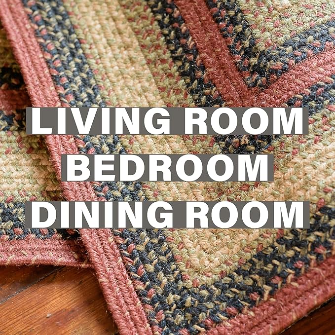 Highland Multi Color Oval Braided Rug, 6x9' - Handmade with Jute, Warm Country and Lodge Decor, Perfect for Living Rooms and Dining Rooms - Pet Friendly and Easy to Clean