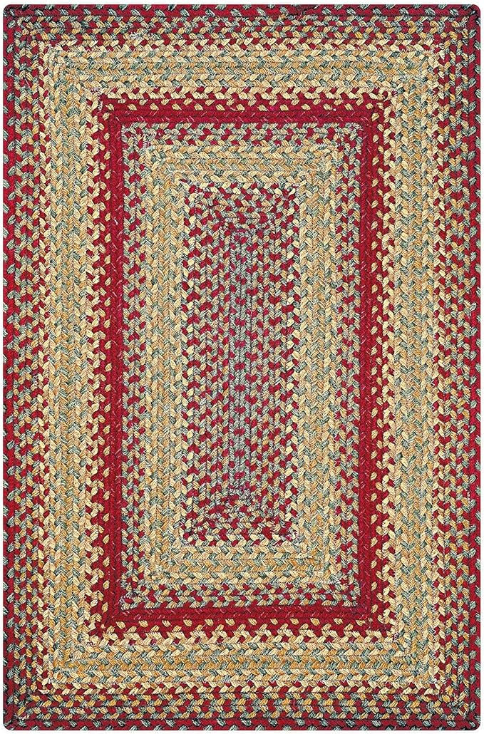 Homespice Cider Barn Cranberry Red Braided Area Rugs, Jute, 8x10' Rectangle - Perfect Country Rustic Decor for Dining Room, Bedroom, Everywhere