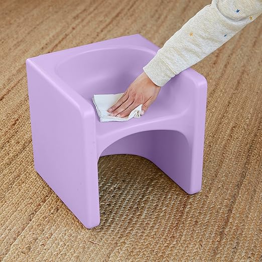 ECR4Kids Tri-Me Table and Cube Chair Set, Multipurpose Furniture, Light Purple, 3-Piece