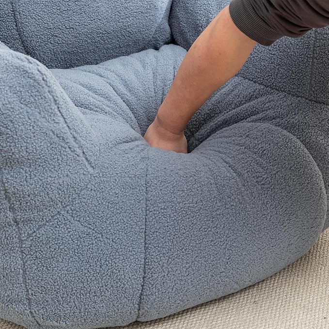 Furniliving Bean Bag Chair, Giant Bean Bag Chair Stuffed Floor Sofa for Adults Comfy Bean Bag Sofa with Back Support, Oversized Bean Bag Couch for Living Room Bedroom Dorm Office, Teddy, Light Blue
