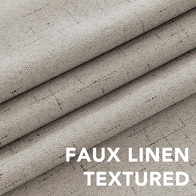 H.VERSAILTEX Primitive Linen Curtains 100% Blackout Curtain Drapes Burlap Fabric Curtains with White Thermal Insulated Liner, Grommet Top Drapes Living Room/Bedroom (2 Panels, 42 x 84 Inch, Stone)