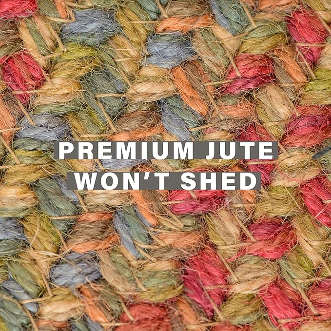 Homespice Azalea Multi Color Braided Runner Rug, Jute, 22x72 Rectangle - Perfect Country Primitive Decor for Kitchen, Bathroom, Everywhere