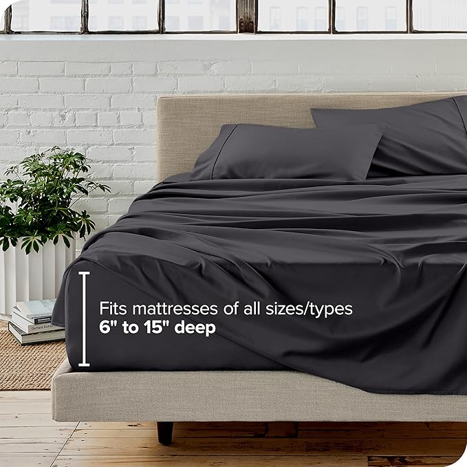 Bare Home Twin Sheet Set - 1800 Ultra-Soft Microfiber Twin Bed Sheets - Double Brushed - Deep Pockets - Easy Fit - Extra Soft - 3 Piece Set - Bedding Sheets & Pillowcases (Twin, Forged Iron Grey)