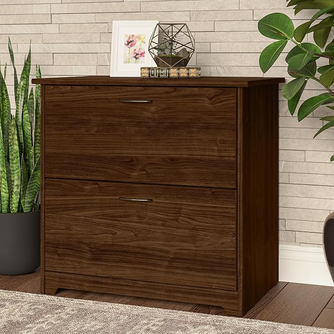 Bush Furniture Cabot 2 Drawer Lateral File Cabinet in Modern Walnut, Home Office Chest for Letter, Legal, and A4-size Document Storage