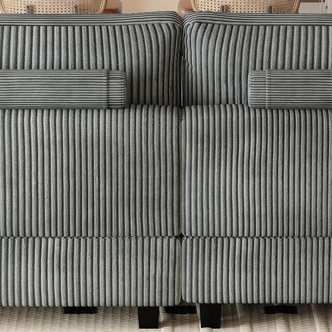 99" Symmetrical U Shaped Reversible Modular Sectional Sofa, Convertible Sofa Lounger Couch with Double Chaise Lounge and Thickness Cushions, Extra Wide Seat Couch w/Headrest