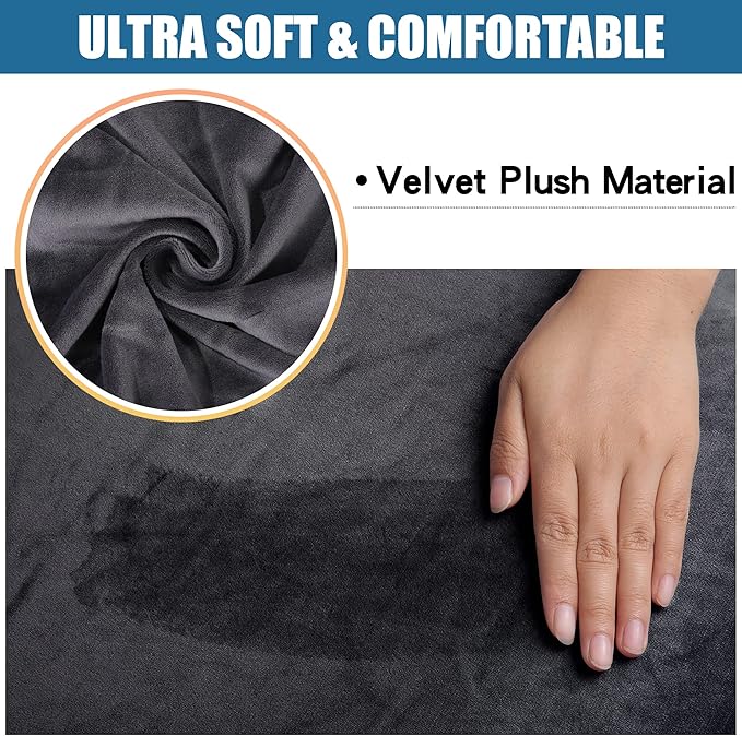 Smiry Velvet Seat Covers for Dining Room Chair Set of 2, Stretch Fit Removable Washable Chair Seat Cushion Protector Slipcovers with Ties, Dark Grey