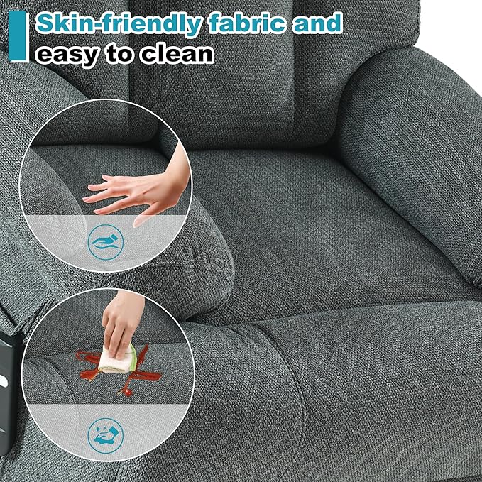 Recliner Chair Power Lift Massage Chair Full Body 23" Large Size Electric Recliner with Seniors, Home Theater Seating with Remote Control, Side Pocket, Spacious Seat, Dark Gray
