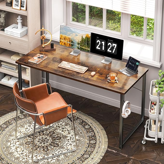 Coleshome 54 Inch Computer Desk, Modern Simple Style Desk for Home Office, Study Student Writing Desk, Vintage