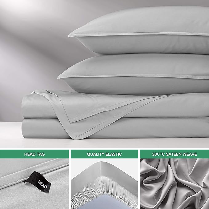 Short Queen Sheets by Pure Bamboo for RV Camper (60"x75") - Genuine 100% Organic Viscose Derived from Bamboo Bed Sheet Set, Soft & Cooling, Lifetime Quality Promise (Short Queen, Silver Pearl)
