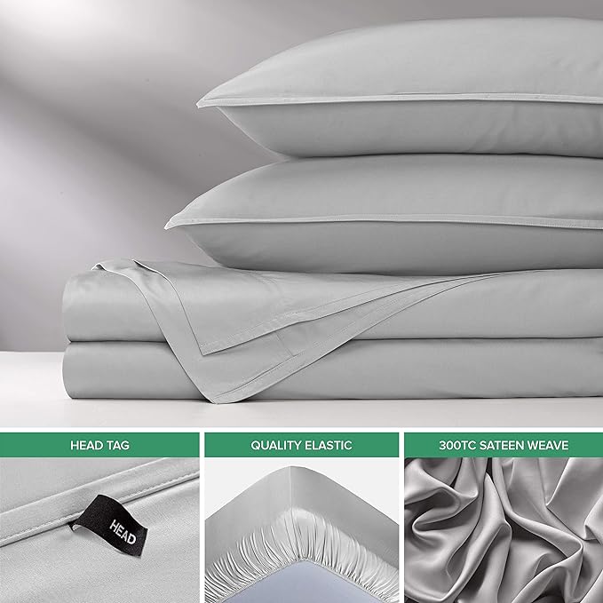 Twin Sheets by Pure Bamboo, Genuine 100% Organic Viscose Derived from Bamboo Bed Sheet Set, Luxuriously Soft & Cooling, Double Stitching, Lifetime Quality Promise (Twin, Silver Pearl)