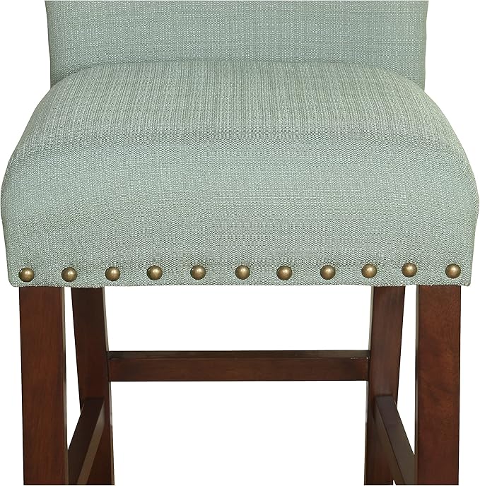 Homepop Home Decor | Backless Nailhead Trim Counter Height Bar Stools | 24 Inch Bar Stools | Decorative Home Furniture (Seafoam)