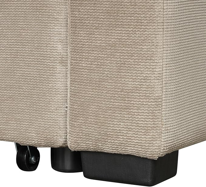 82" Convertible Sleeper Sofa with Pull-Out Bed,L-Shape Chaise Couch W/USB Ports & Power Sockets,Space Saving,Easy Assembly,Modern Corner Reversible Furniture Set for Living Room,Khaki Velvet