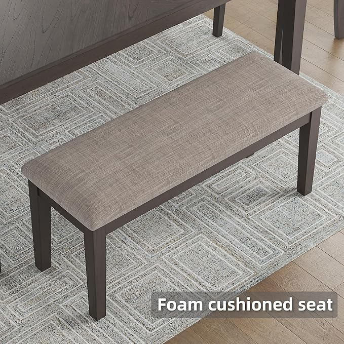 Signature Design by Ashley Wrenning Modern Diamond Patterned Dining Table with 4 Upholstered Chairs and Bench, Set of 6, Gray & Light Gray