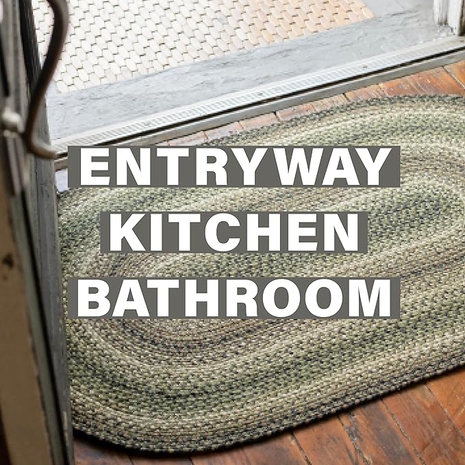 Homespice Pinecone Jute Braided Rug 20x30 – Country Style Braided Kitchen Rugs for Country Decor