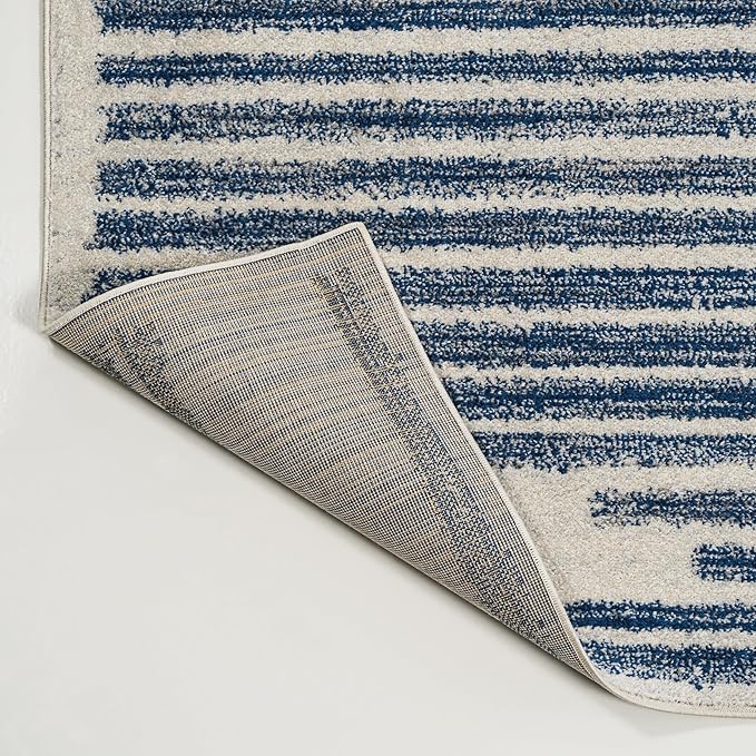 JONATHAN Y Khalil Modern Berber Stripe Cream/Navy Indoor Area Rug, 8x10, Contemporary, Bohemian, Easy-Cleaning for Living Room, Bedroom, Kitchen, Pet Friendly, Non-Shedding (MOH207E-8)