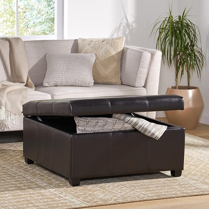 Christopher Knight Home Carlsbad Bonded Leather Storage Ottoman, Espresso