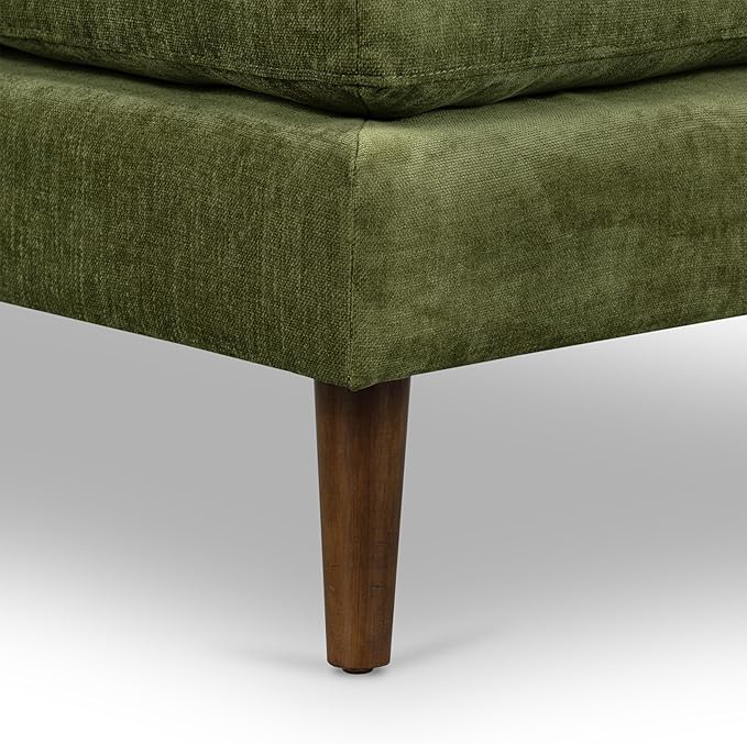 Poly and Bark Napa Velvet Ottoman in Distressed Green