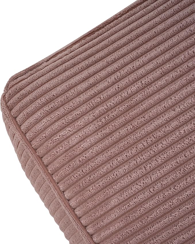 Christopher Knight Home Isa Square Ottoman Footstool, Corduroy Pouf Poufee Footrest Ottoman Large Seat, Modern Side Table for Living Room Bedroom Home Decor, Pink, 30"