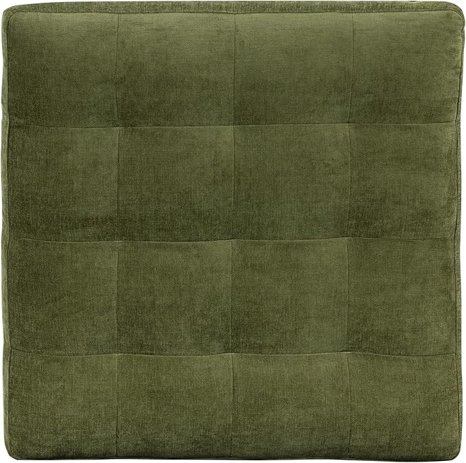 Poly and Bark Napa Velvet Ottoman in Distressed Green
