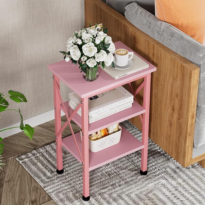 VECELO Modern Nightstands X-Design Side End Table Night Stand with Storage Shelf for Bedroom,Living Room