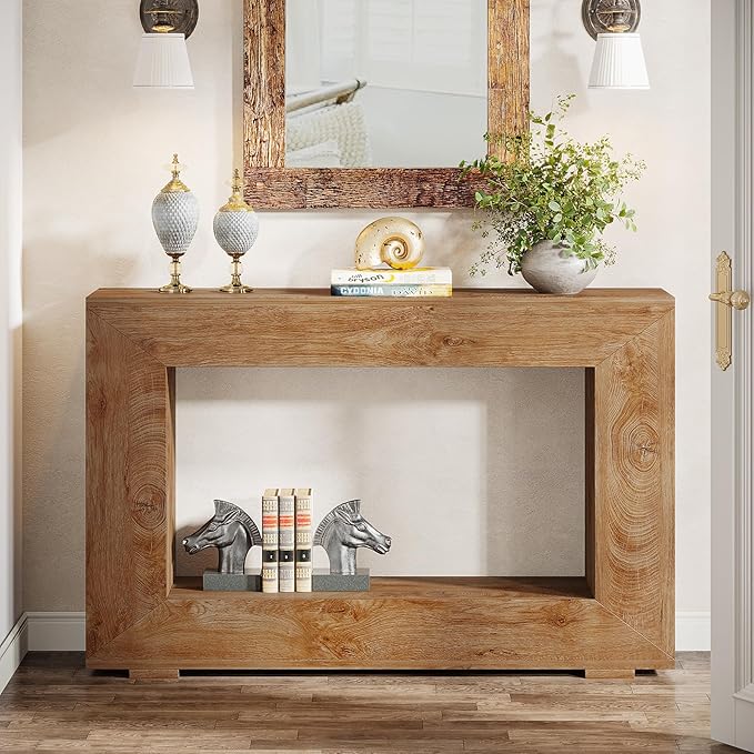 Tribesigns Farmhouse Console Table, 47 Inches Entryway Console Table with Storage, Industrial Hallway Accent Table for Living Room, Entrance