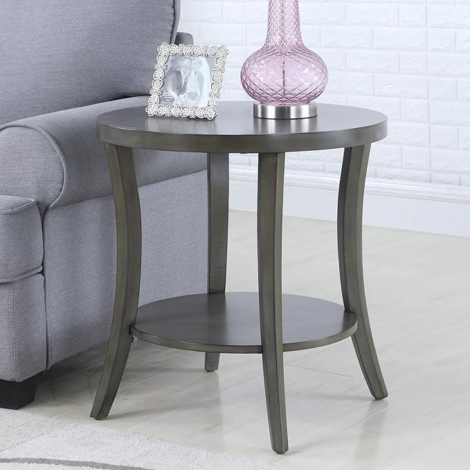 Roundhill Furniture Contemporary Perth Oval Shelf Coffee Table Set, Grey