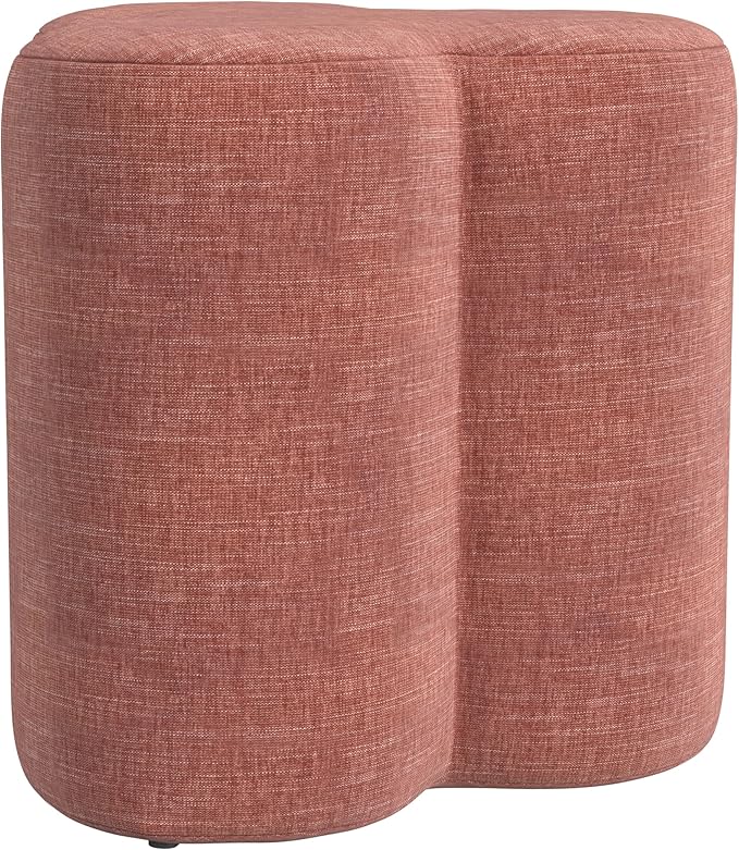 HomePop Upholstered Clover Shaped Ottoman (No Lid, Seat Only) Home Décor | Foot Rest Pouf – Pink Chenille