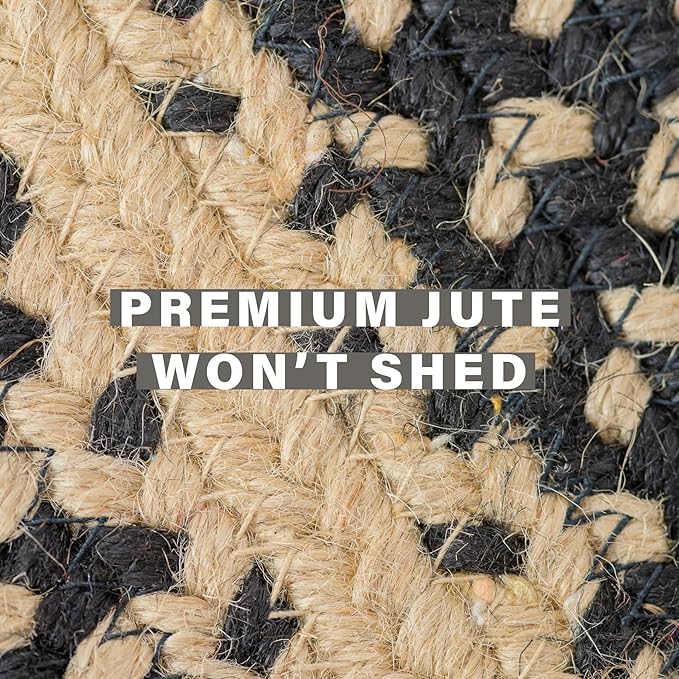 Manchester Black Braided Area Rug, Jute, 6x9' Rectangle - Perfect Country Primitive Decor for Dining Room, Living Room, Everywhere