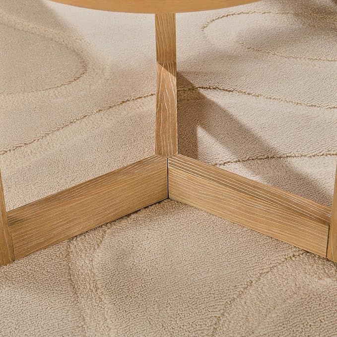 MODERION Round End Table, Rustic Side Tables with Storage Shelf, Classic Circular Solid Wood Beside Table-, 2-Tier Telephone Tables-, Nightstand, 24”H x 19.3”D for Living Room Wood Natural BZ3338OA